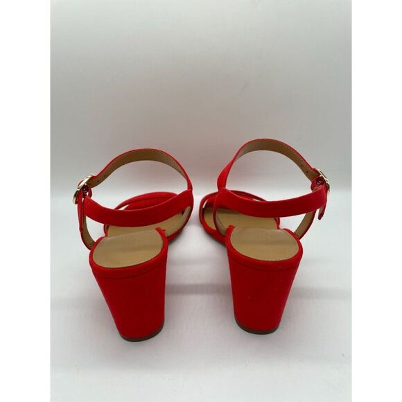 J.Crew Wedge Sandals Belvedere Red Womens Sz 9.5 Open Toe Buckle - Picture 7 of 12